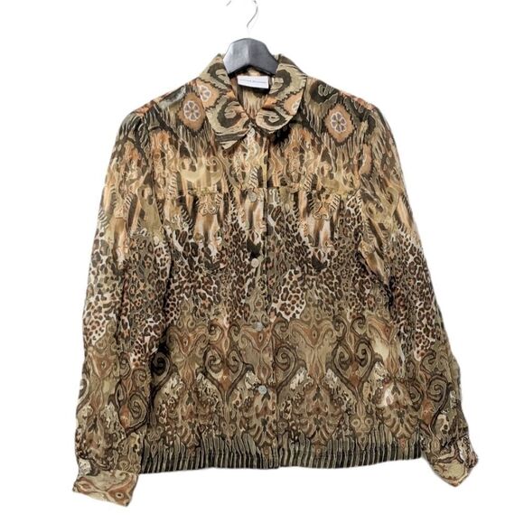 ALFRED DUNNER Sheer Animal Leopard Print Jacket 8 - Picture 1 of 5